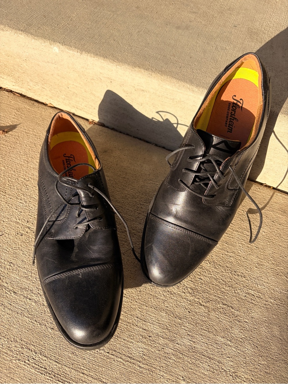 Florsheim Black Cap-Toe Leather Derby Shoes